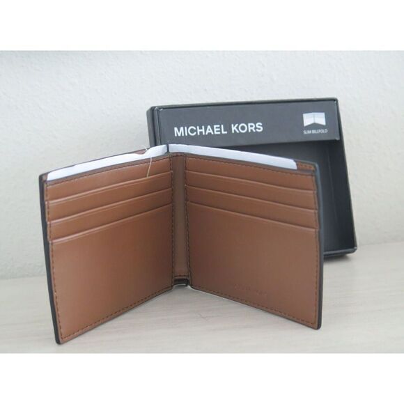 Michael Kors Andy Slim Billfold Bi Fold Luggage Embossed Leather Men Card Wallet - Picture 8 of 8